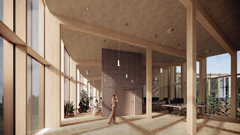 watch: ballet dancers take over BIG's circular timber building of dymak HQ in denmark