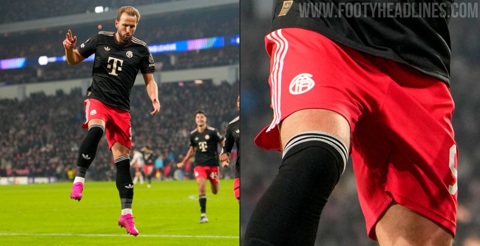 Unusual Combo: Bayern Munich Wears Red Keeper Shorts With Black Trefoil Third Kit in Champions League