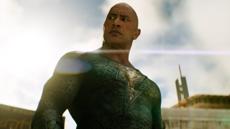 Black Adam with sunlight behind him in 