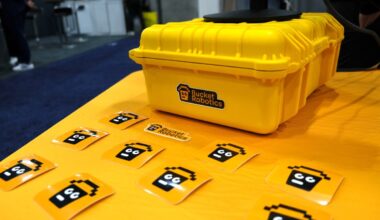 A photo of Bucket Robotics' CES 2026 booth
