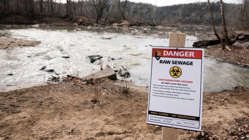 Massive sewage spill flowing into Potomac River upstream from Washington