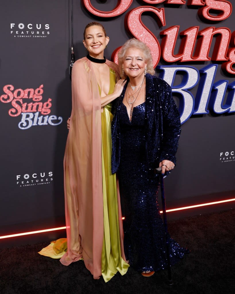 Kate Hudson and Claire Sardina attend the New York City premiere of “Song Sung Blue” on Dec. 11, 2025. FilmMagic