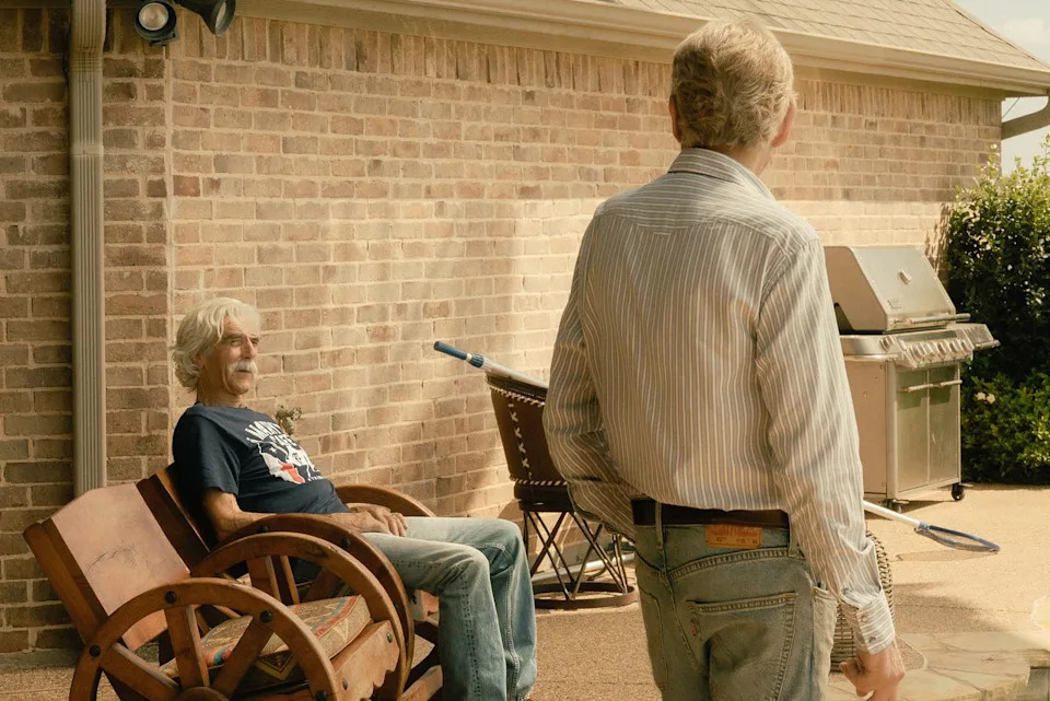 Emerson Miller/Paramount+ Sam Elliott as T.L. and Billy Bob Thornton as Tommy in 'Landman' season 2