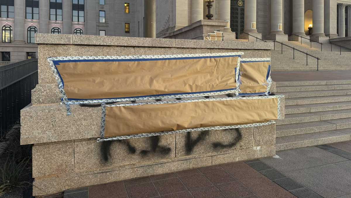 Anti-ICE graffiti spray-painted onto Oklahoma state Capitol
