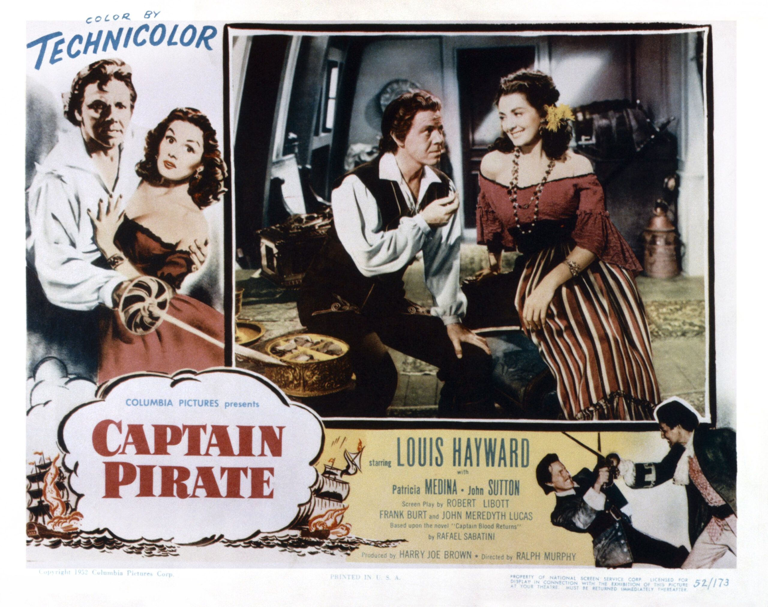 CAPTAIN PIRATE, US lobbycard, from left: Louise Hayward, Charlita, 1952
