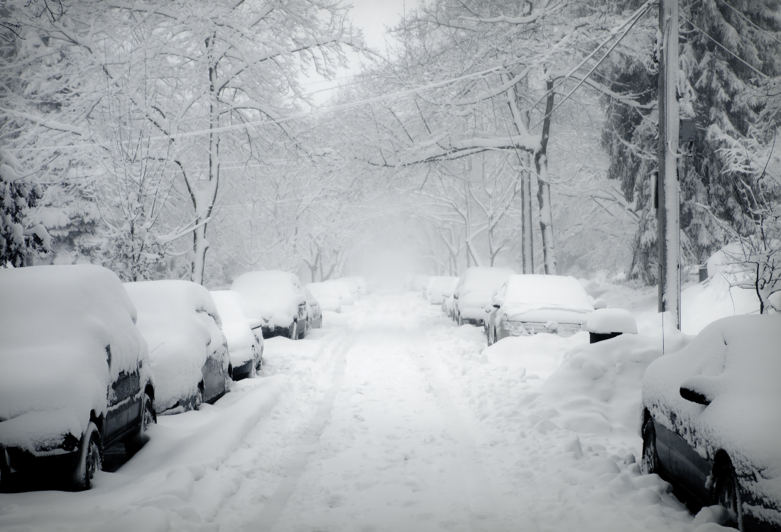 Cars on Snowy Street