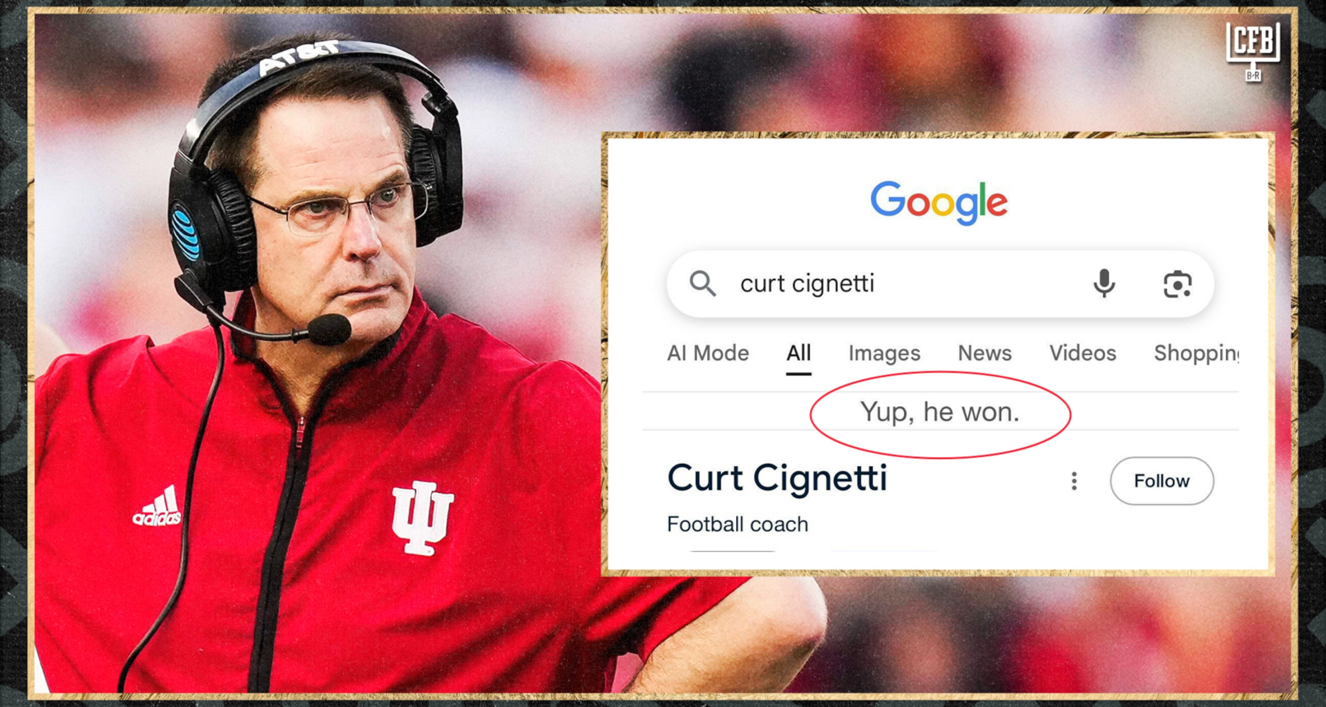 Curt Cignetti Honored by Google With Search Feature in Video After Indiana's CFP Title Win