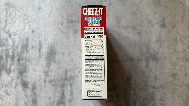nutritional information of Cheez-It Gluten-Free Original