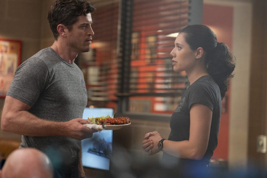 Jake Lockett as Carver, Hanako Greensmith as Violet — 'Chicago Fire' Season 13 Episode 1 "A Monster in the Field"