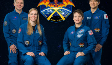 Official crew portrait for NASA’s SpaceX Crew-10 mission with NASA astronauts Anne McClain and Nichole Ayers, JAXA (Japan Aerospace Exploration Agency) astronaut Takuya Onishi, and Roscosmos cosmonaut Kirill Peskov.