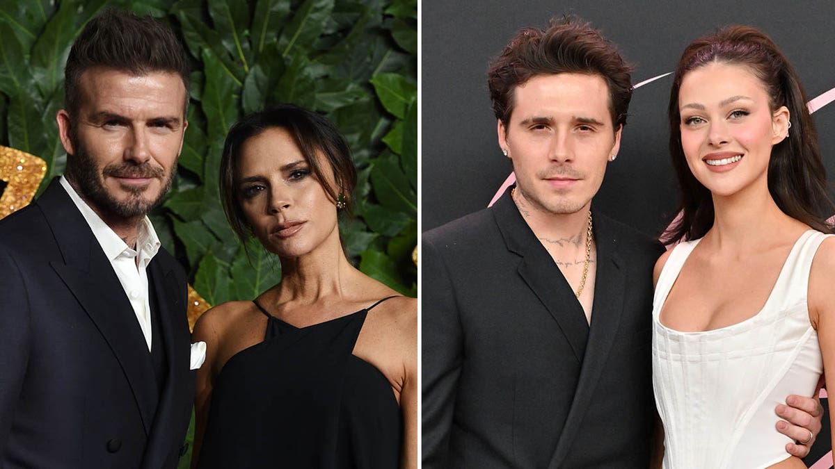 A split of David and Victoria Beckham and Brooklyn and Nicola Peltz Beckham.