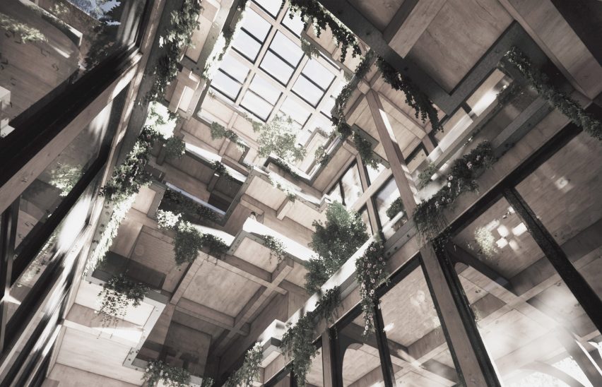 a visualisation of a ceiling in a building