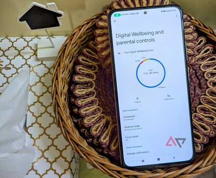 Digital Wellbeing showing in phone screen in basket