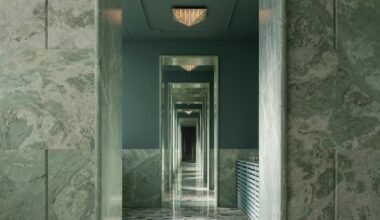 green marble clads showroom’s immersive interiors in shenzhen