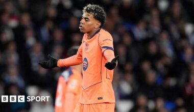 Marcus Rashford celebrates scoring for Barcelona against Real Sociead