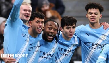 Man City players celebrate