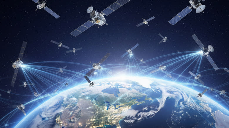 illustration of low Earth orbit overcrowded with satellites