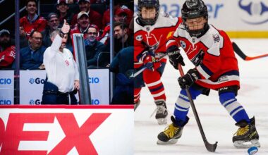 Alex Ovechkin cheers from the bench as son Sergei plays in Mites on Ice intermission game: ‘It’s a great day for him’