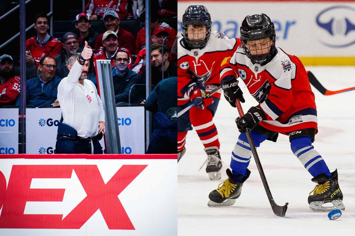 Alex Ovechkin cheers from the bench as son Sergei plays in Mites on Ice intermission game: ‘It’s a great day for him’
