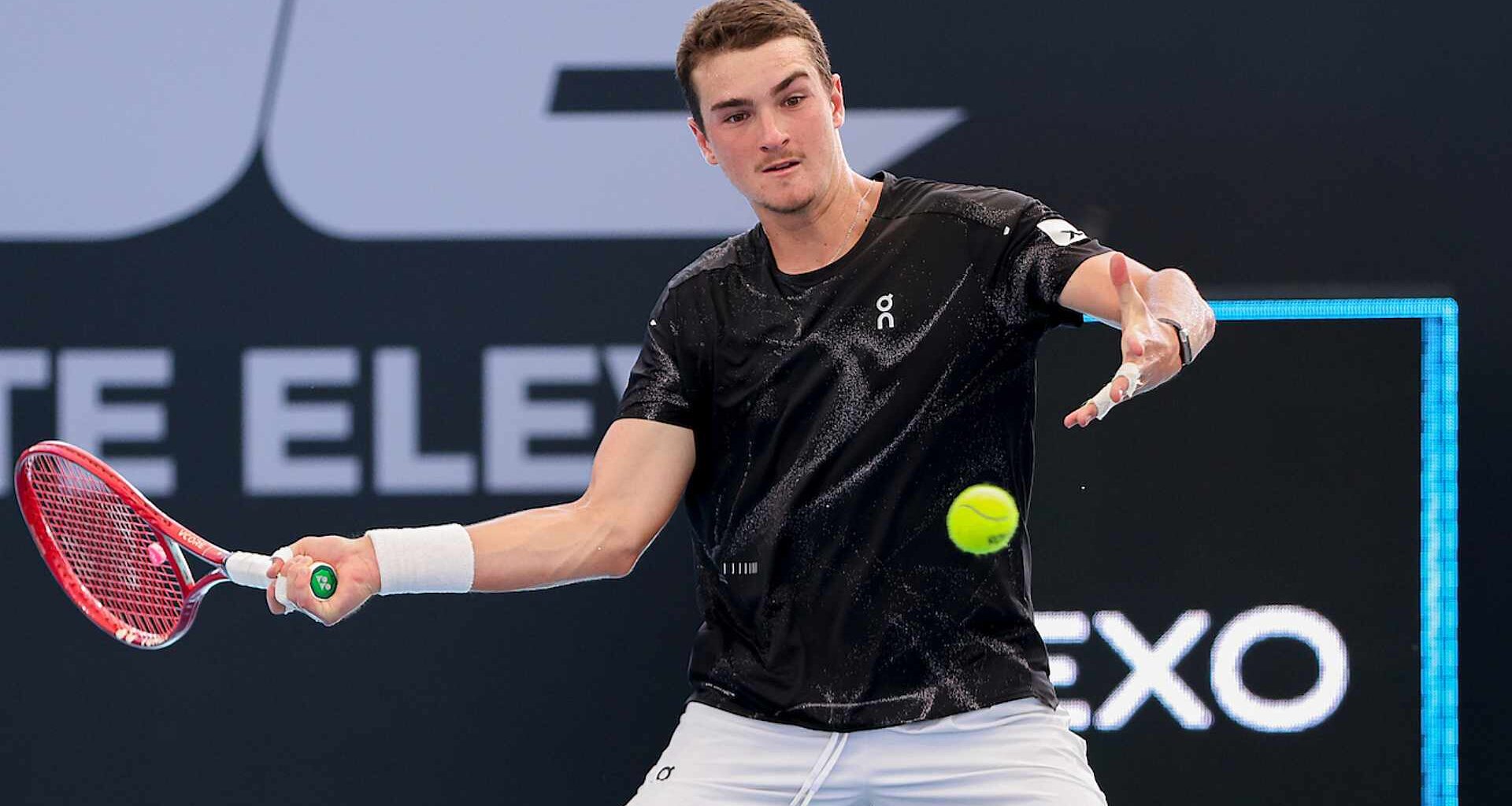 Joao Fonseca trained in Brisbane ahead of the tournament.