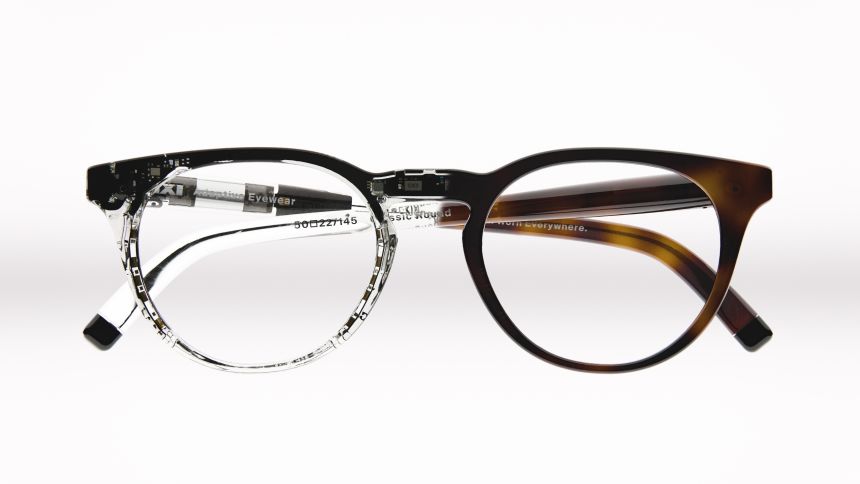 The inner mechanics are revealed in this partly transparent frame.