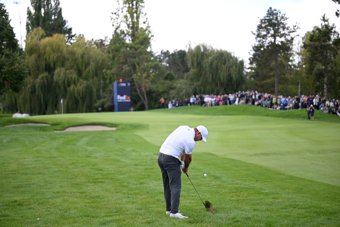 Koepka plays on day four of the 2025 FedEx Open de France on September 21, 2025 in Paris.