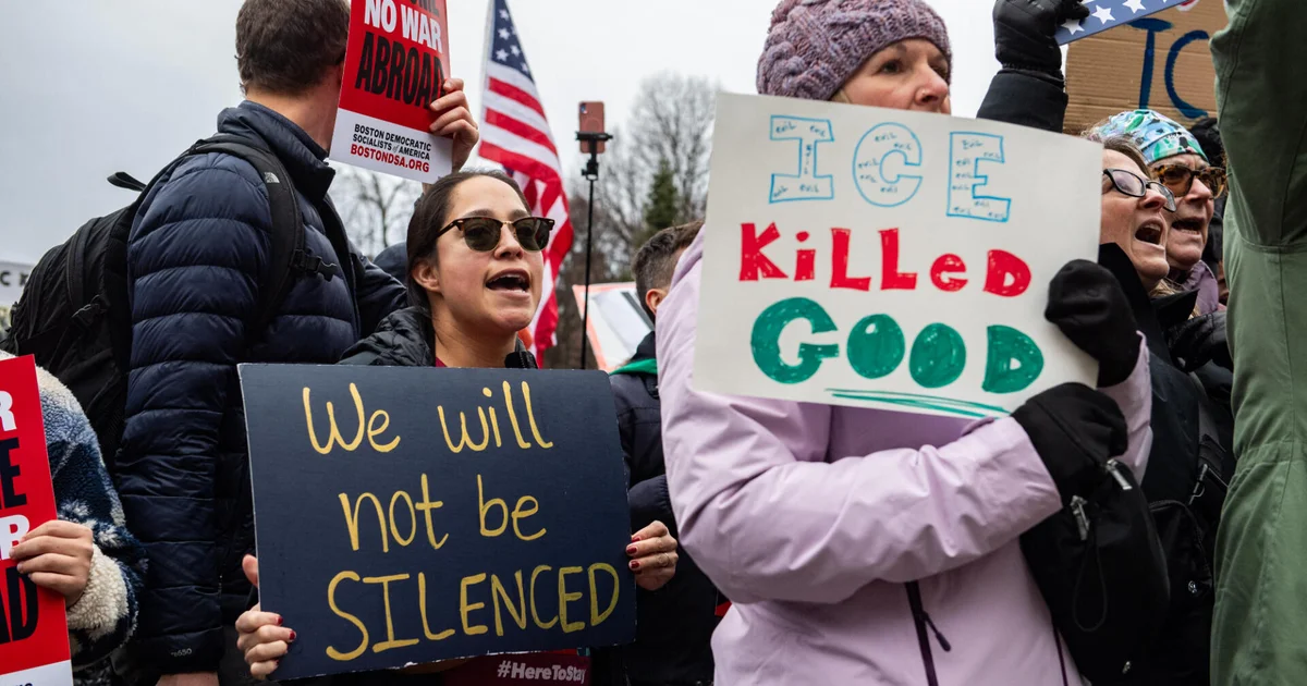 Thousands gather on Boston Common to protest against ICE shootings, U.S. involvement in Venezuela