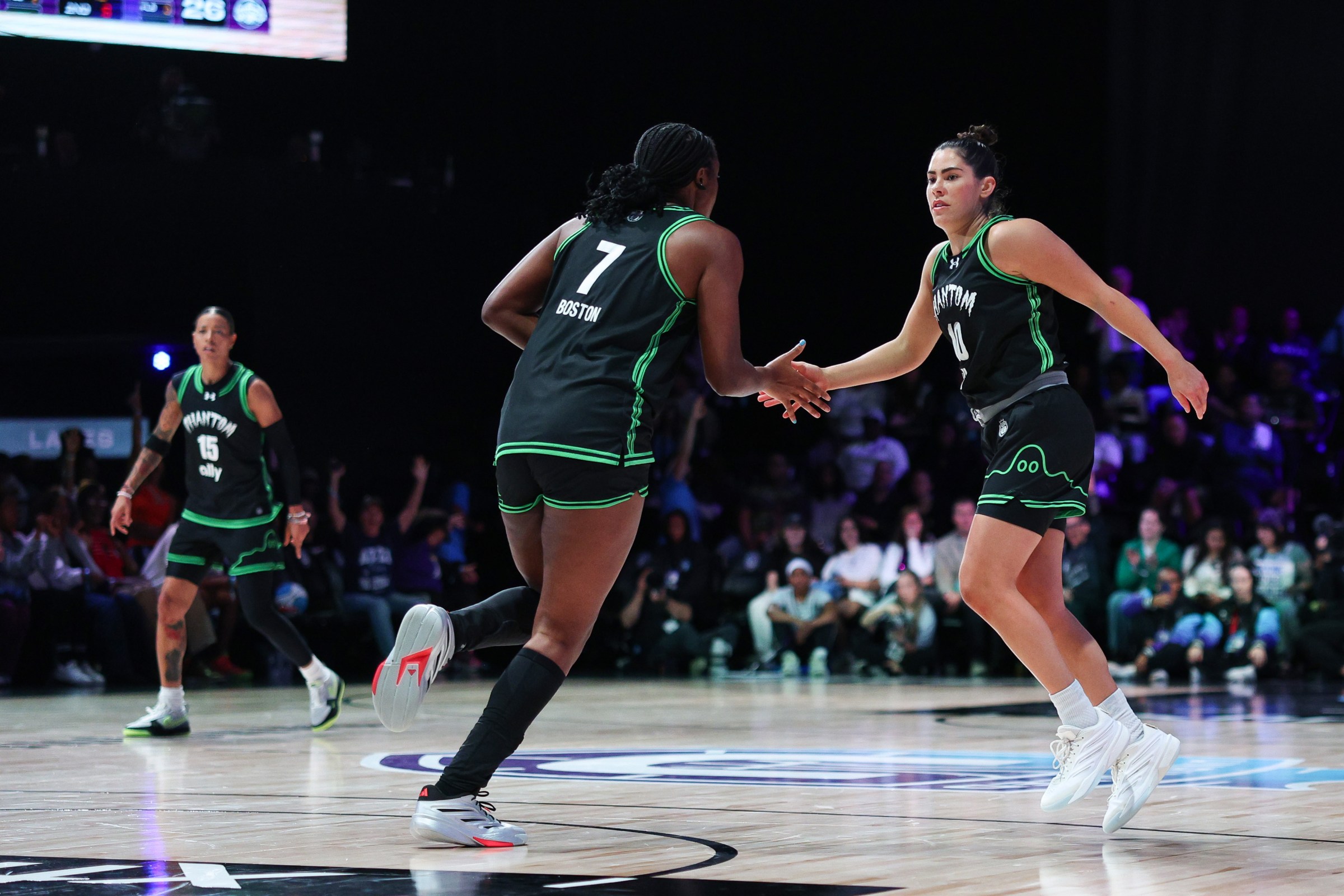 Natsha Cloud, Aliyah Boston and Kelsey Plum.