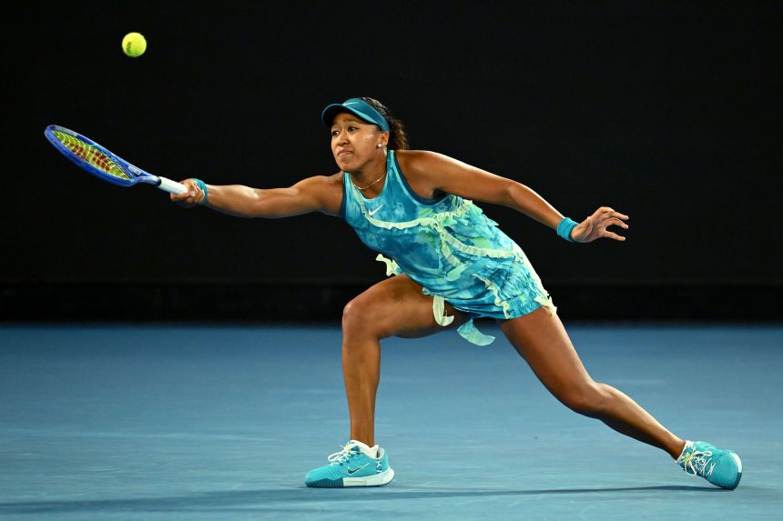 Osaka plays a forehand during her match against Antonia Ruzic.