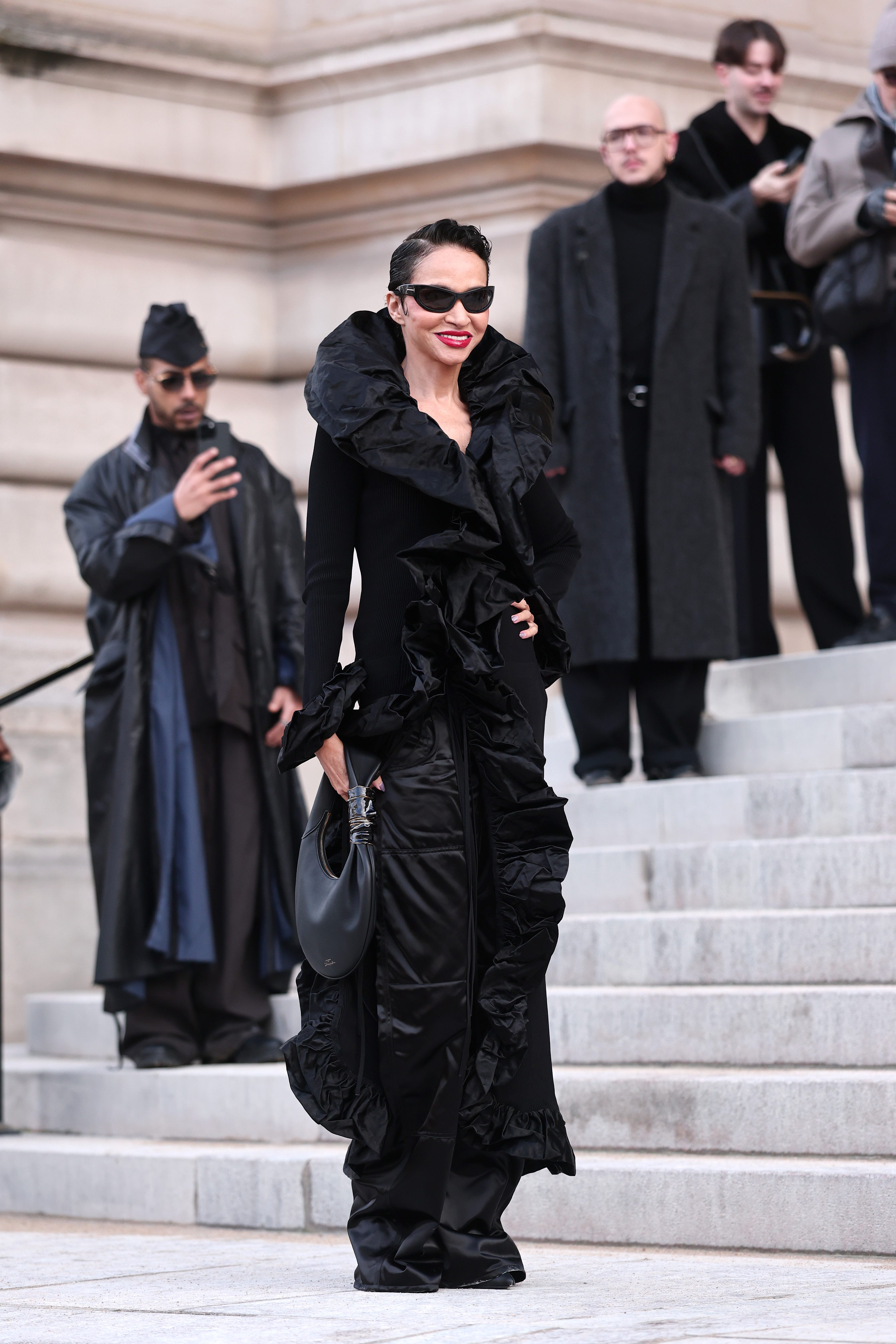 paris, france january 26: farida khelfa attends the schiaparelli haute couture week spring/summer 2026 show as part of paris fashion week on january 26, 2026 in paris, france. (photo by jacopo raule/getty images)