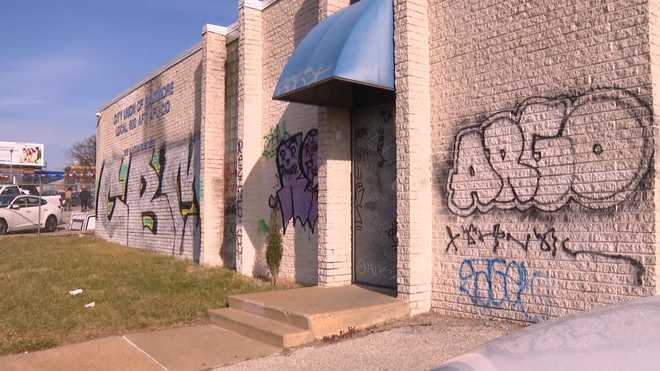 graffiti on City Union of Baltimore building graffiti on City Union of Baltimore building