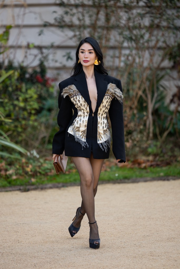 Heart Evangelista attends the Schiaparelli Haute Couture show during Paris Fashion Week.