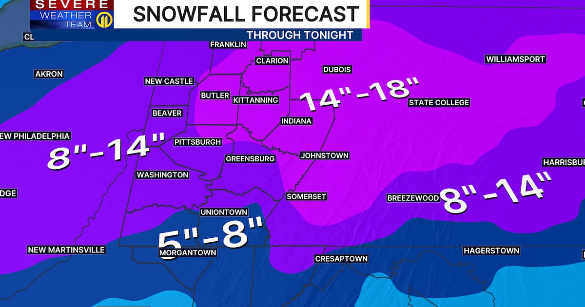Major winter storm moving through Pittsburgh region, 14 inches of snow or more possible for some – WPXI