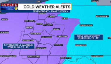 Extreme Cold Warning in effect into Tuesday as temperatures drop near zero