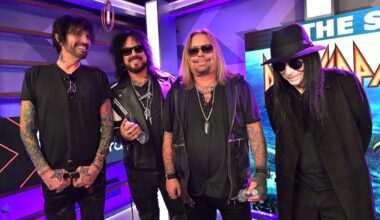 Motley Crue at a press conference in 2019