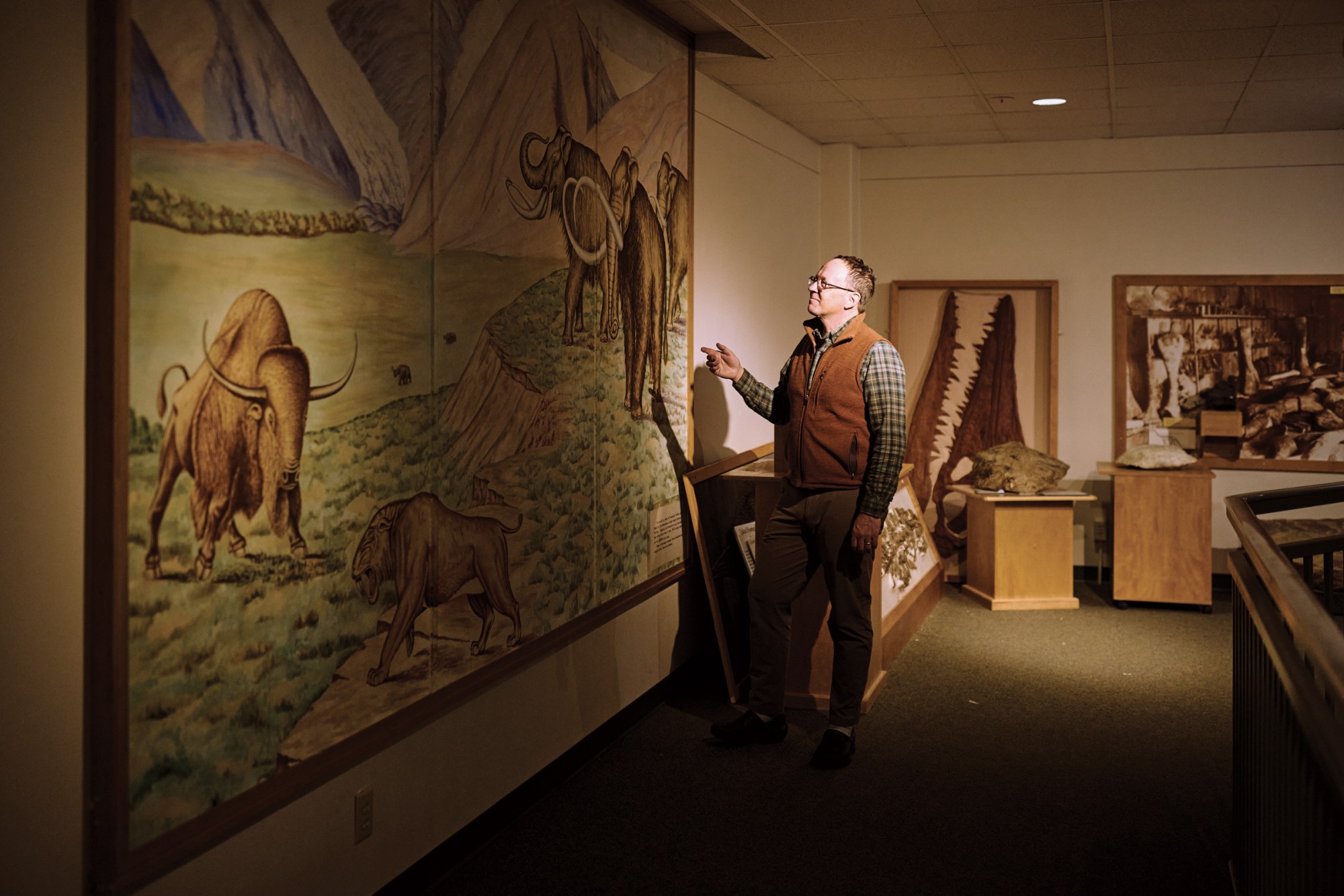 Paleoclimatologist Bryan Shuman at the University of Wyoming Geological Museum.