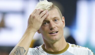 COLOGNE, GERMANY - SEPTEMBER 01: Toni Kroos, German former football player, looks on during the first matchday of the Icon League at Lanxess Arena on September 01, 2024 in Cologne, Germany. The Icon League, was founded in November last year. The aim of the small-sided indoor soccer league is to maximise the highlights of the game and create an innovative football spectacle. (Photo by Pau Barrena/Getty Images)