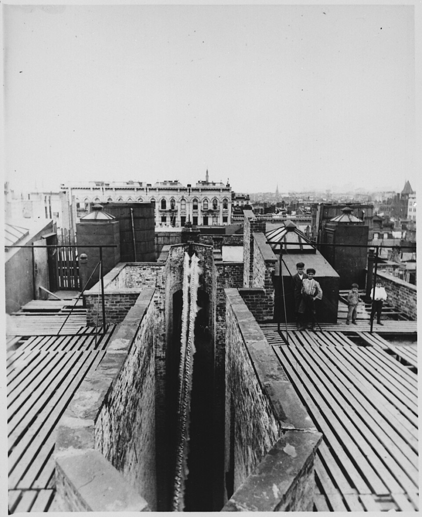 The ‘courtyard’ of a late nineteenth-century tenement building in Manhattan, introduced to comply with a regulation that all inhabited rooms have a window onto the outdoors.