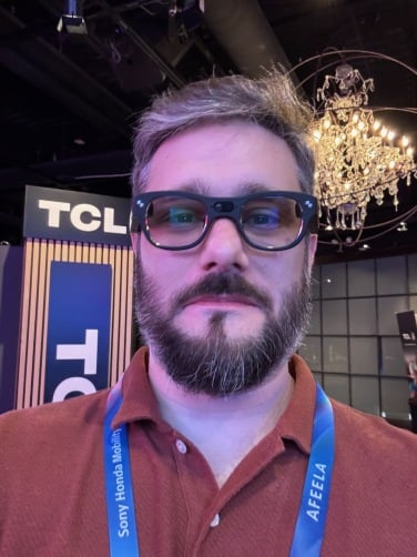 timothy werth wearing tcl RayNeo X3 Pro ar glasses