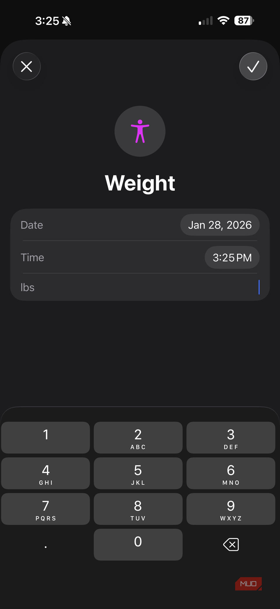 iphone health app weight input screen