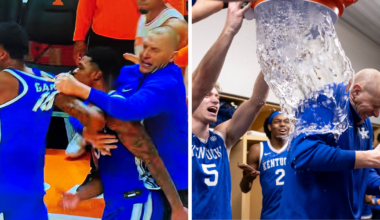 Jan 17, 2026; Knoxville, Tennessee, USA; Kentucky Wildcats guard Jasper Johnson (2) brings the ball up court against the Tennessee Volunteers during the second half at Thompson-Boling Arena at Food City Center. Mandatory Credit: Randy Sartin-Imagn Images