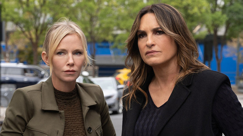 Sgt. Amanda Rollins and Capt. Olivia Benson look at a disturbing scene in Law & Order: Special Victims Unit
