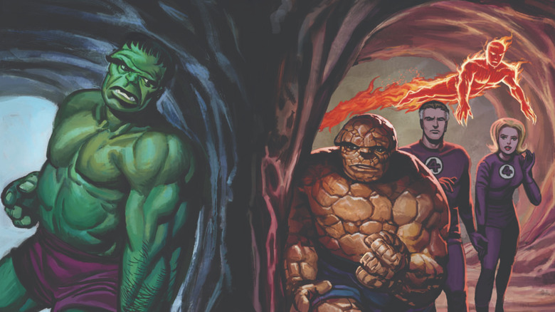 Marvel Masterworks Fantastic Four Volume 2 cover - The Fantastic Four entering a cave the Hulk is hiding inside