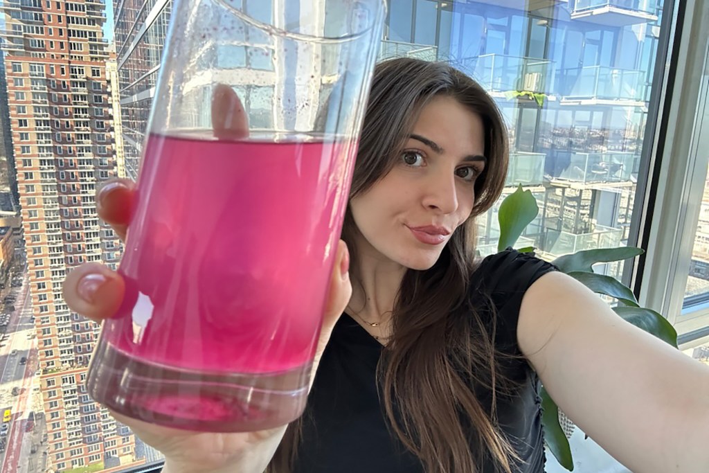 Miska Salemann drinking the Blueprint Longevity Mix.