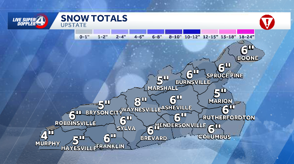Mountain snow 1.30 snow totals 1.30