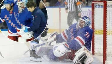 Igor Shesterkin helped off the ice in potential Rangers injury calamity