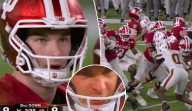 Fernando Mendoza bloodied on big hit in CFP National Championship