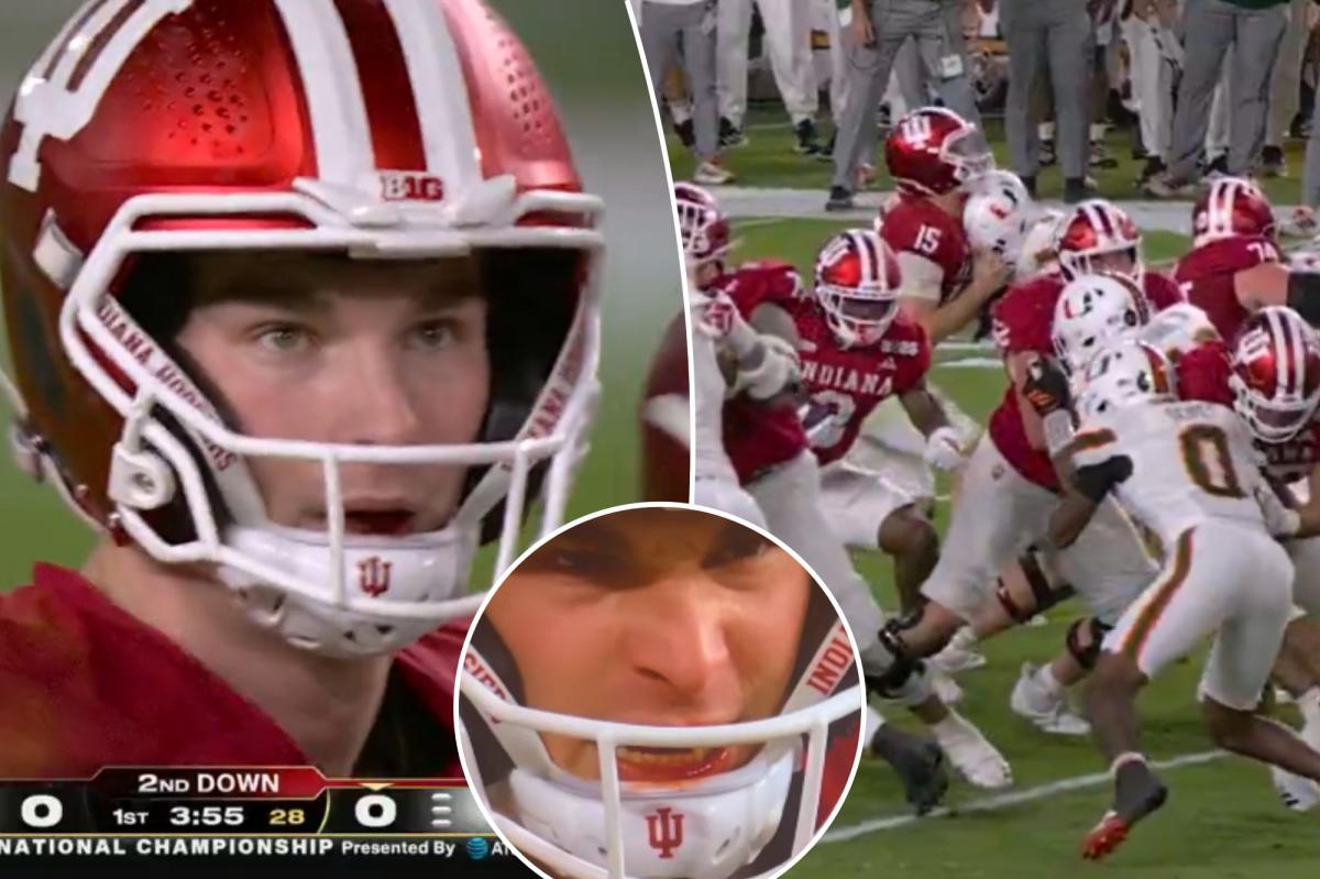 Fernando Mendoza bloodied on big hit in CFP National Championship