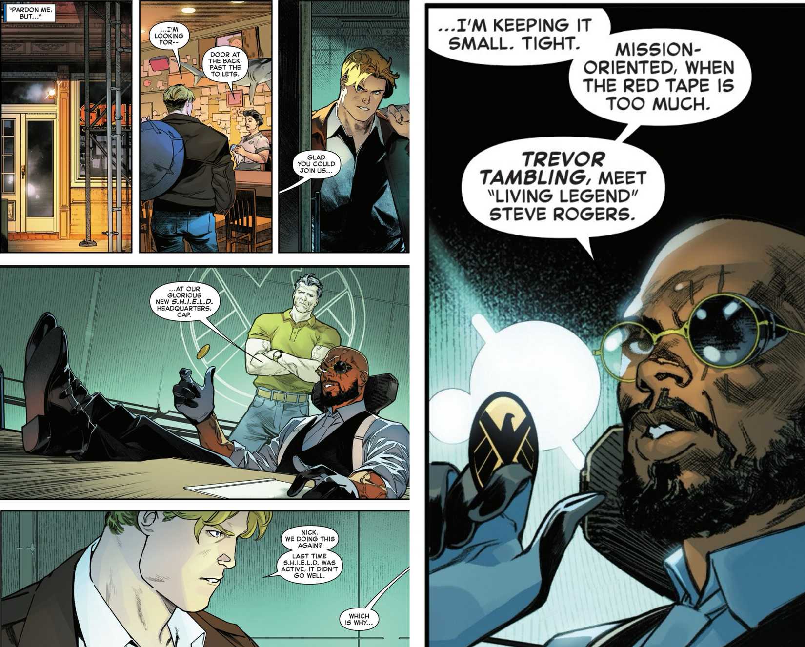 Nick Fury Restarting SHIELD in Captain America #6