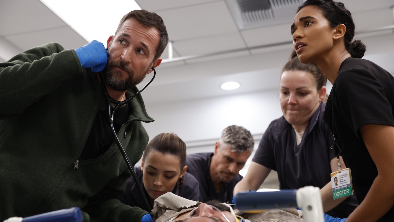 Noah Wyle, Ned Brower, Supriya Ganesh in season 2 of The Pitt
